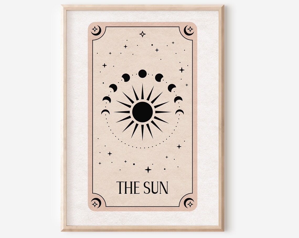 The Sun Tarot Print, Boho Celestial Poster