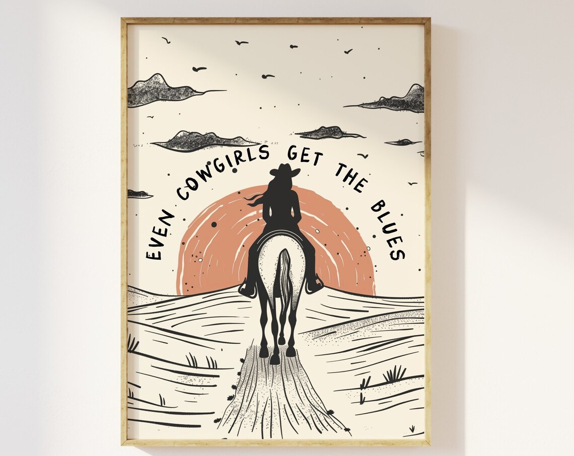 Cowgirl Western Print, Retro Vintage Country Art Print