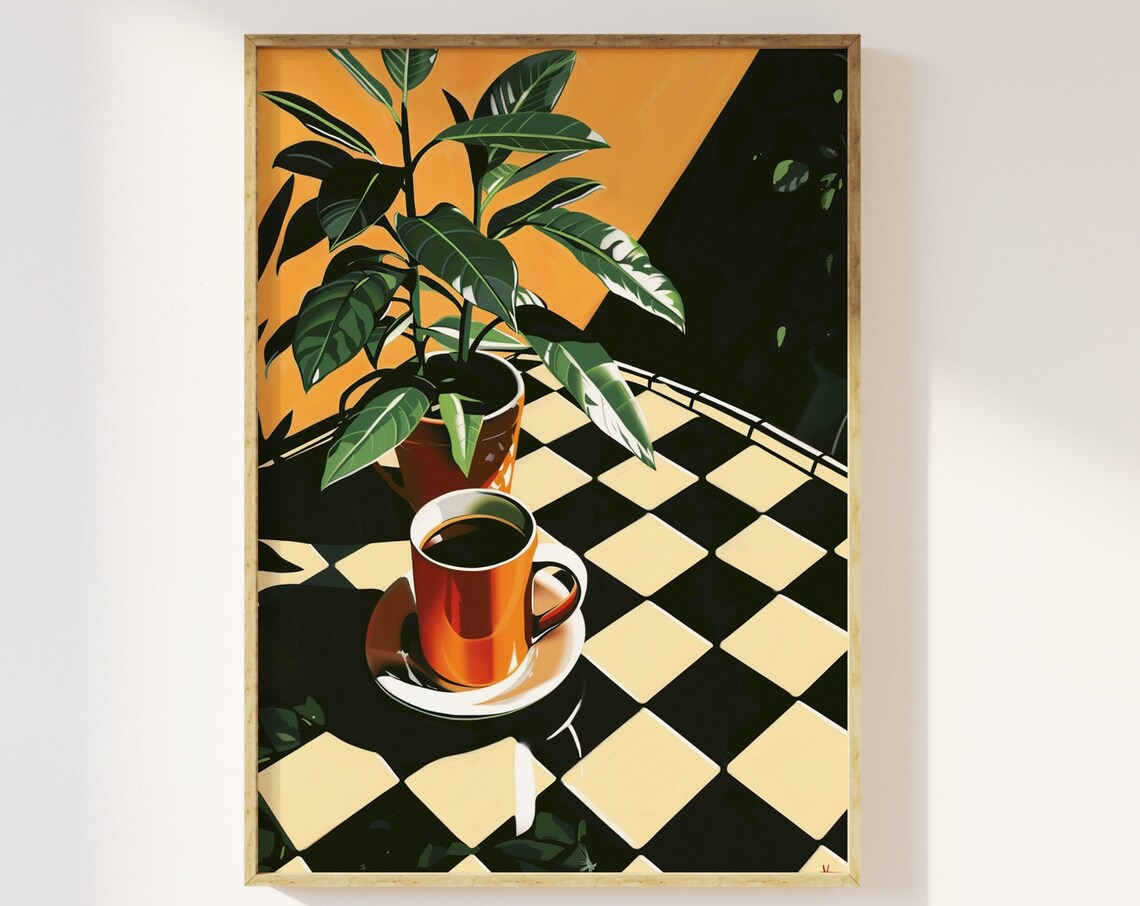 Retro Coffee Shop Cafe Art, Vintage Kitchen Poster