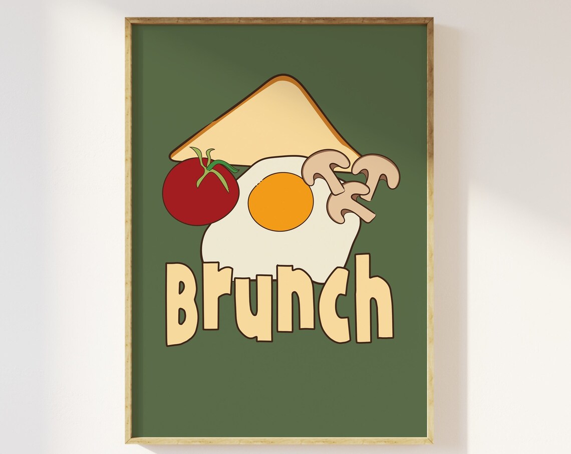 Brunch Breakfast Plate Egg Tomato Mushroom Toast Kitchen Poster