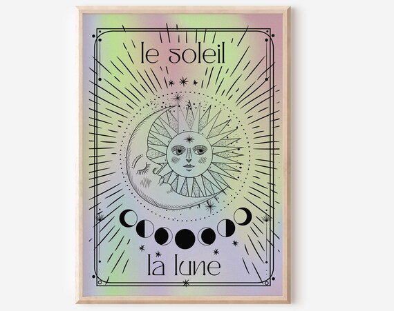 Le Soleil La Lune Tarot Sun Moon Celestial Mystic Zodiac Poster