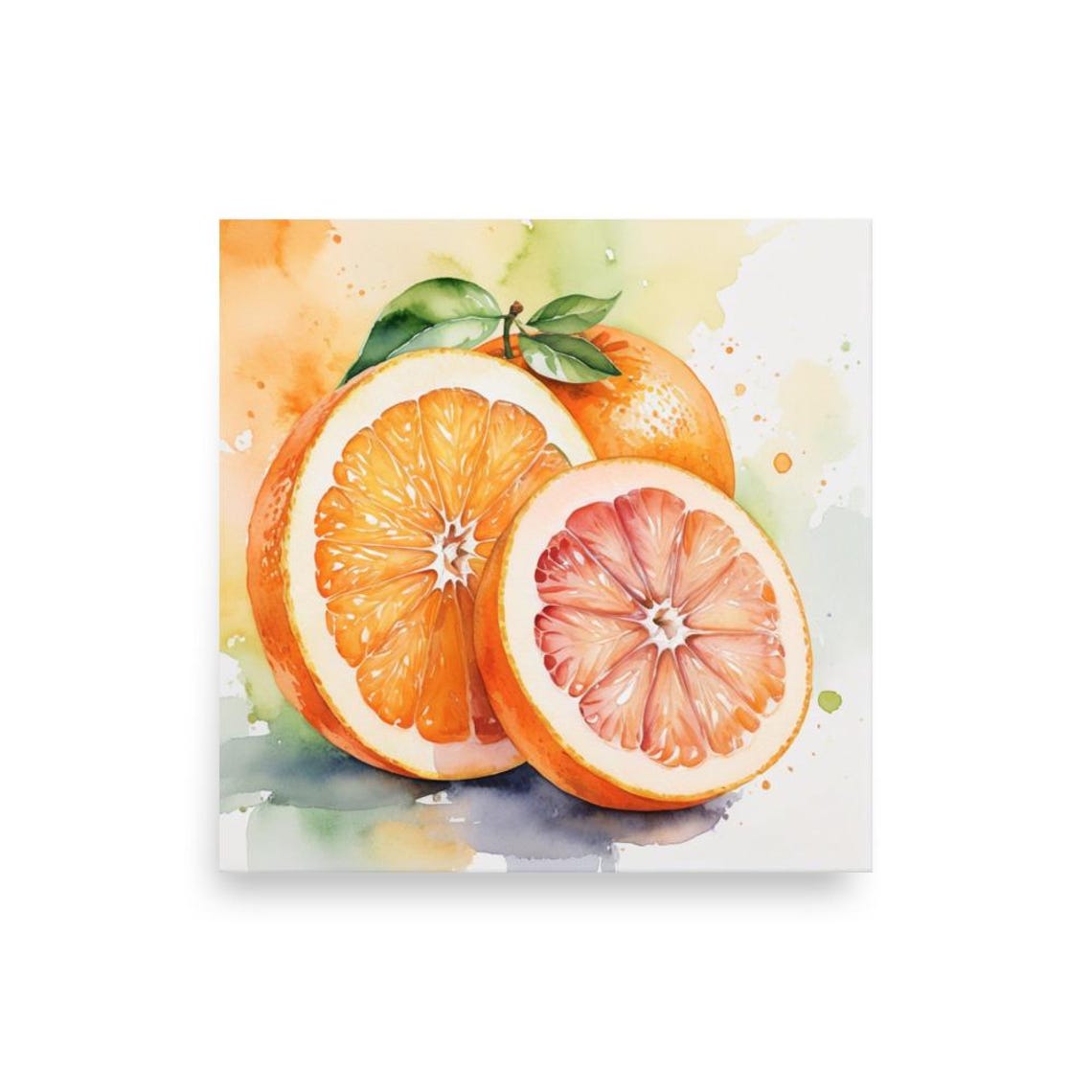 Sliced Orange And Pink Grapefruit Halves Watercolor Kitchen Poster - Image 6