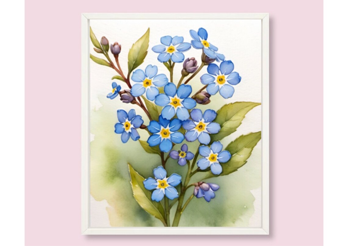 Forget Me Nots Watercolor Art Print, Floral Decor - Image 6