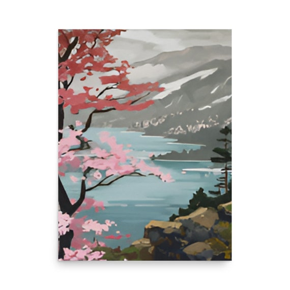 Sawtooth Range Painting Idaho Watercolor Art Print Alice Lake Spring Landscape Art Mountain Pine Forest Wall Art Idaho Foggy Mountain Print