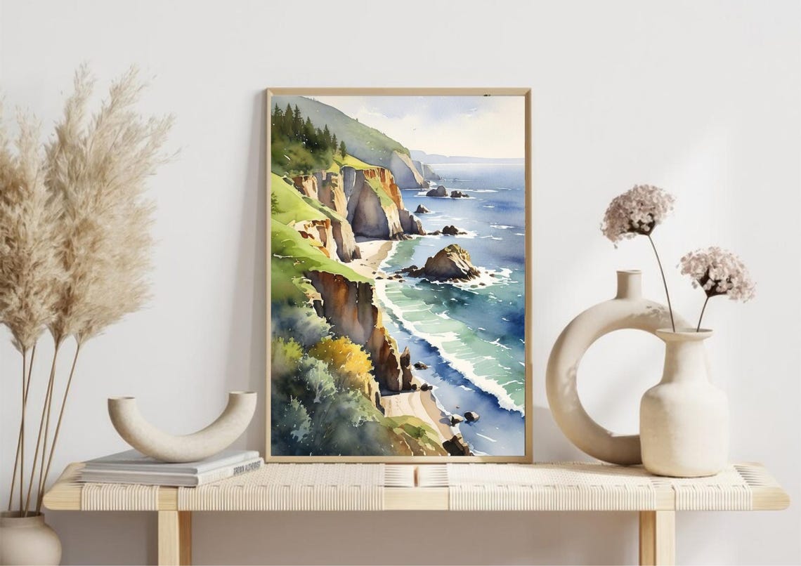 Big Sur Painting California Coast Watercolor Art Print Travel Wall Print Seascape Art California Coastline Artwork Big Sur Art Poster - Image 4