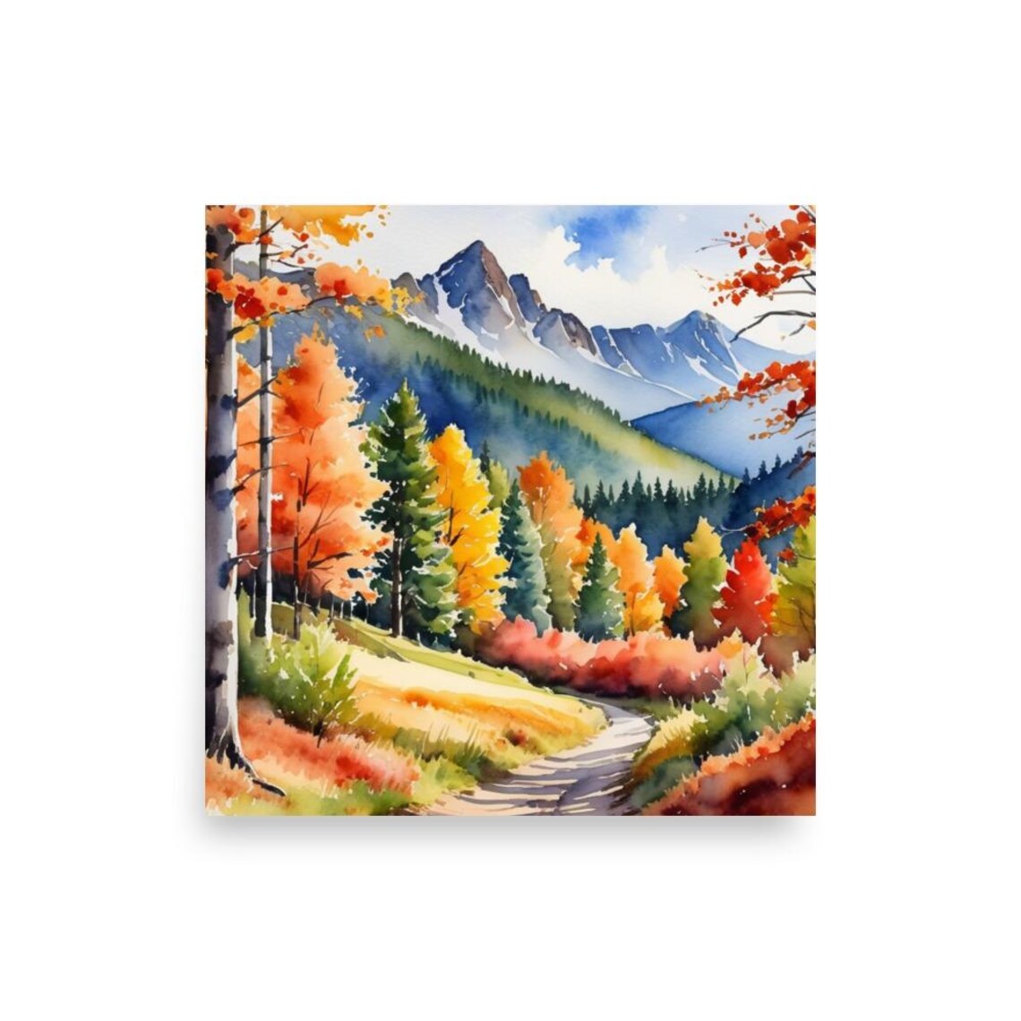Aspen, Colorado Autumn Mountain Landscape Watercolor Art Print - Image 3