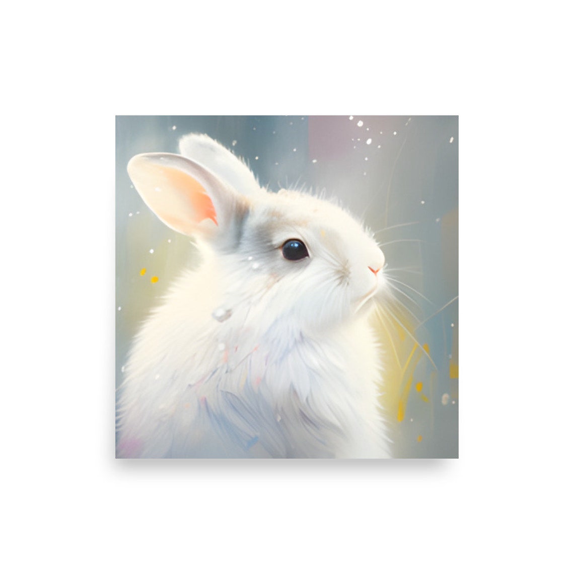 Baby Bunny Painting White Little Rabbit Watercolor Art Print Pet Portrait Wall Art Watercolor Animals Art Print Cute Bunny Nursery Wall Art - Image 2