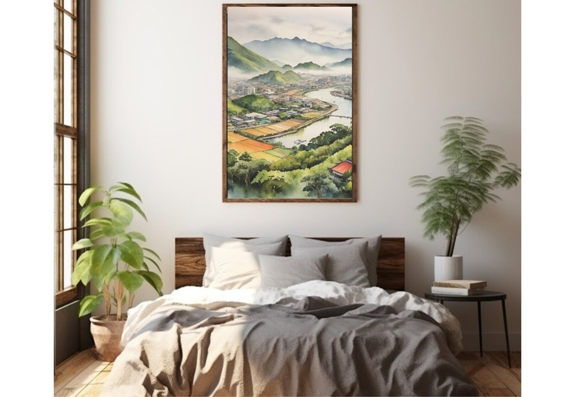 Taiwan Painting East Asia Watercolor Art Print Taiwan Landscape Wall Art Taiwan Cityscape Watercolor Art South China Seas Travel Poster - Image 3