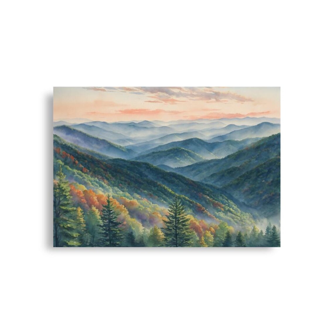 Great Smoky Mountains Watercolor Art Print, Autumn Landscape - Image 3