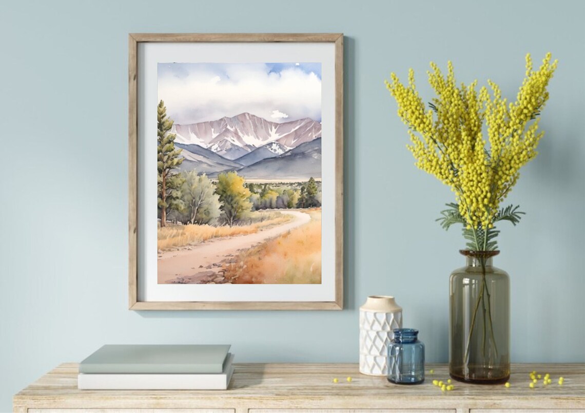 Mount Morrison Colorado Watercolor Landscape Art Print - Image 2