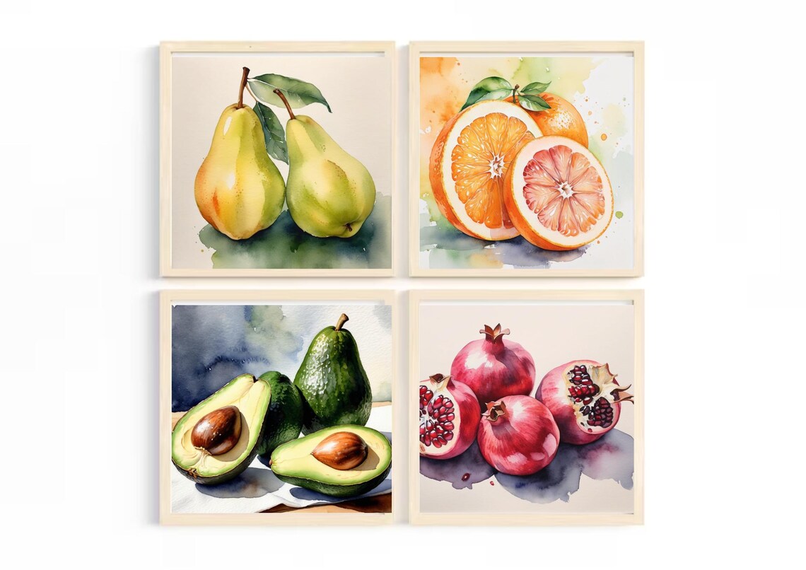Pomegranate Watercolor Art Print, Farmhouse Kitchen Decor - Image 4