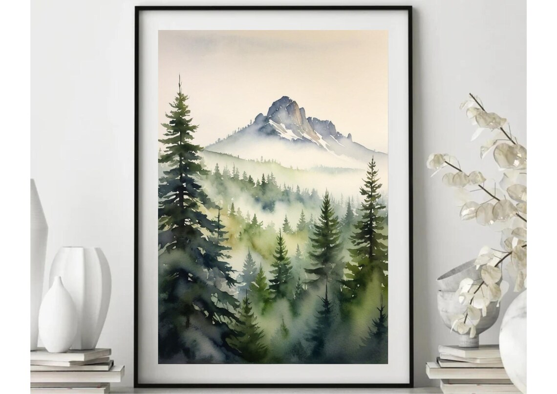 Mount Shasta Watercolor Art Print, California Landscape - Image 6