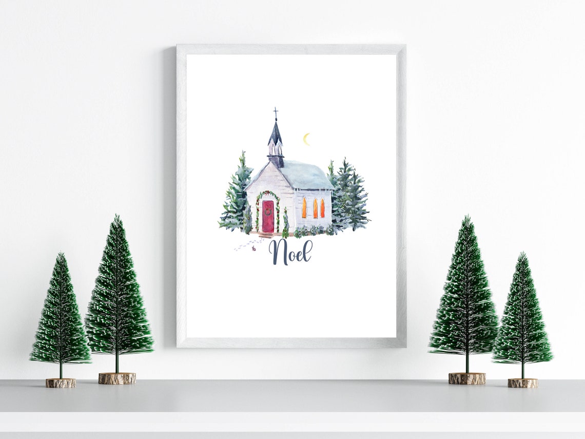 Noel Christmas Song Wall Art 5x7 8x10 11x14 16x20 Christmas Print Watercolor Holiday Diy Decor Country Church Sign - Image 3