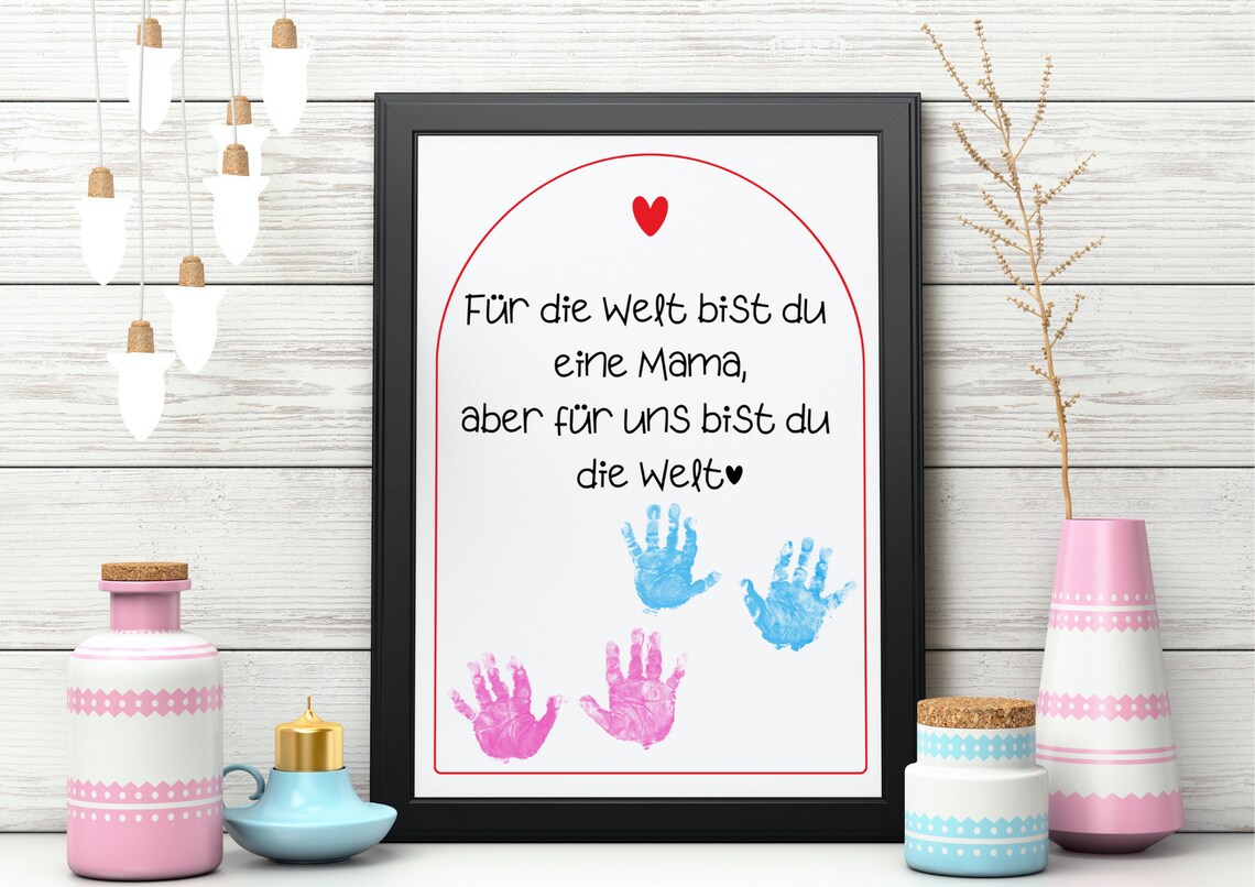 You Are Our World Mom Quote Footprint Family Keepsake Art Poster - Image 3