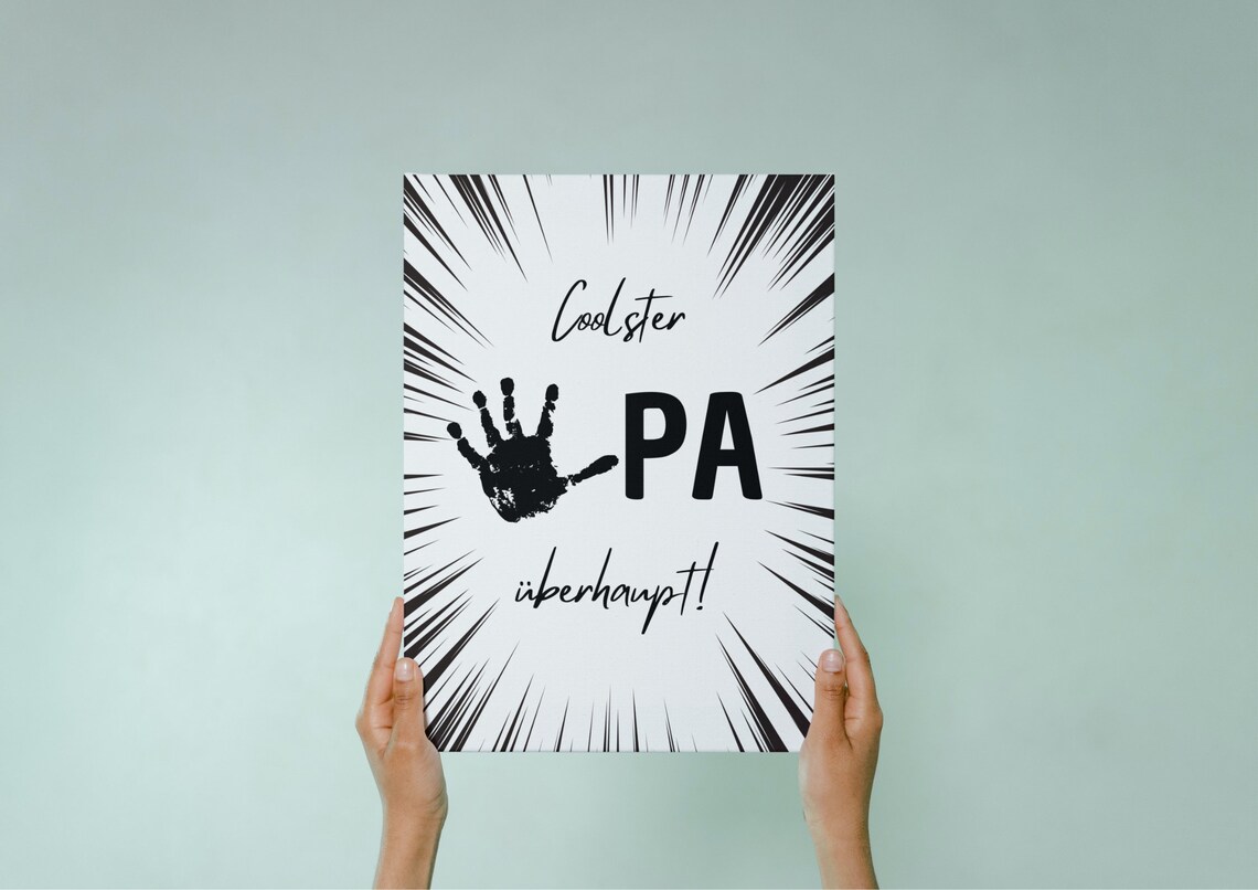 Coolest Grandpa Ever Burst Handprint Funny Gift Quote Art Poster - Image 4