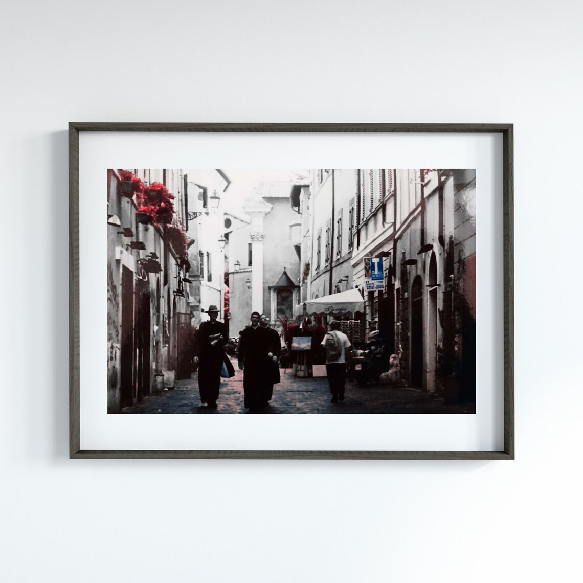 Rome Old Street Priests Walking Vintage Italy Travel Photo Poster