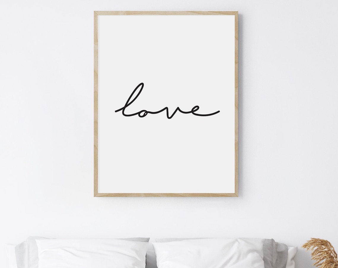Love Print Love One Line Art Poster Love Wall Art Love Sign Quotes About Love St Valentine Gift Living Room Decor Love Word Poster - Image 5