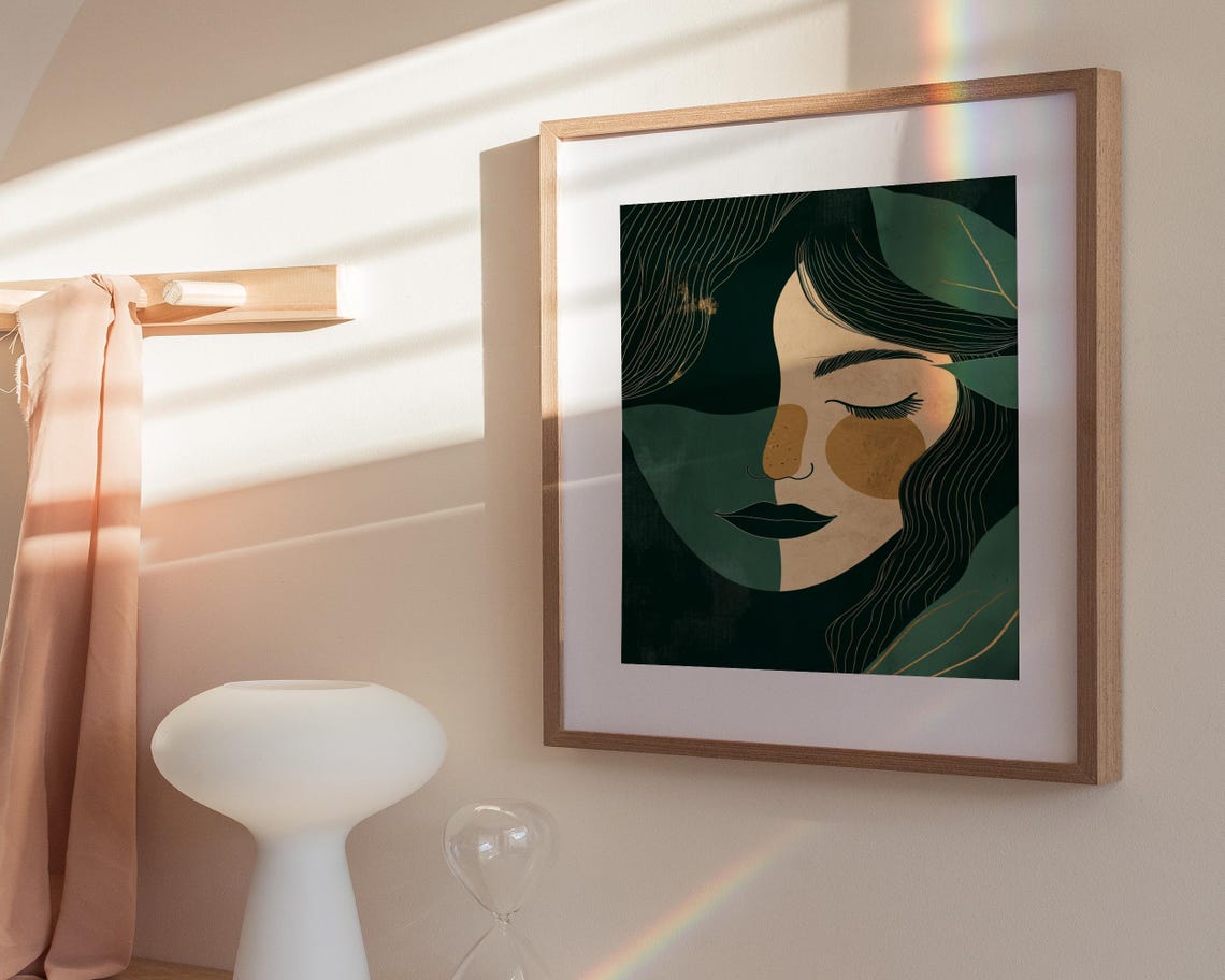 Abstract Woman Gold Poster Print Modern Wall Art Elegant Home Dcor Minimalist Illustration Artistic Portrait - Image 4