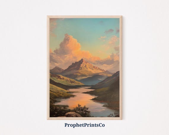Majestic Mountain Sunset Poster Print Scenic Wall Art Nature Lover Gift Serene Landscape Home Dcor Wall Art
