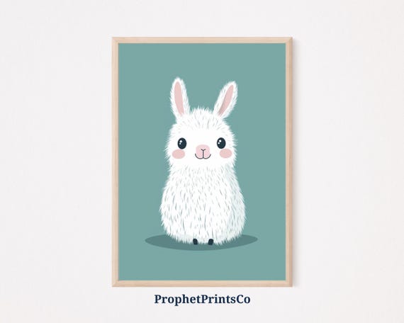 Adorable Bunny Print Cute Rabbit Wall Art Kids Room Decor Bunny Illustration For Nursery Rabbit Art Instant