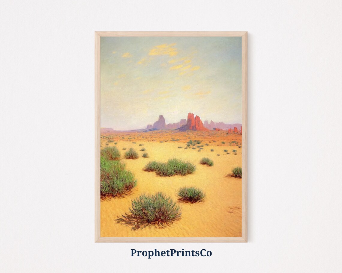 Golden Desert Valley With Red Rock Buttes and Sagebrush Poster