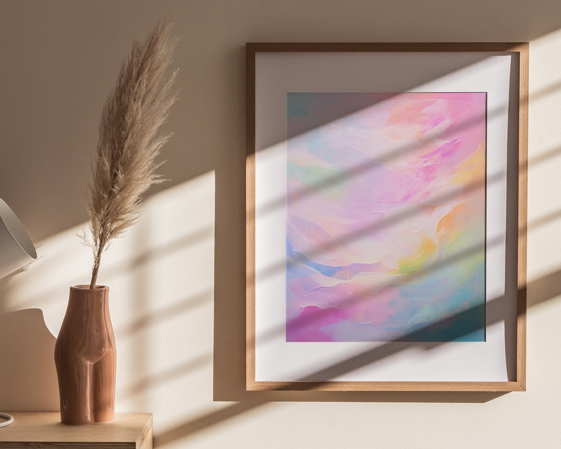 Pastel Pink Purple Aqua Dreamy Abstract Brushwork Art Poster - Image 4