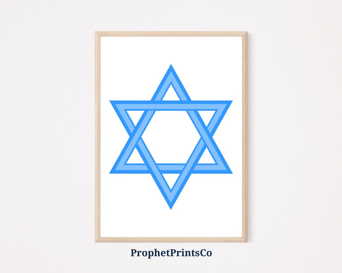 Blue Star of David Minimalist Geometric Jewish Symbol Poster
