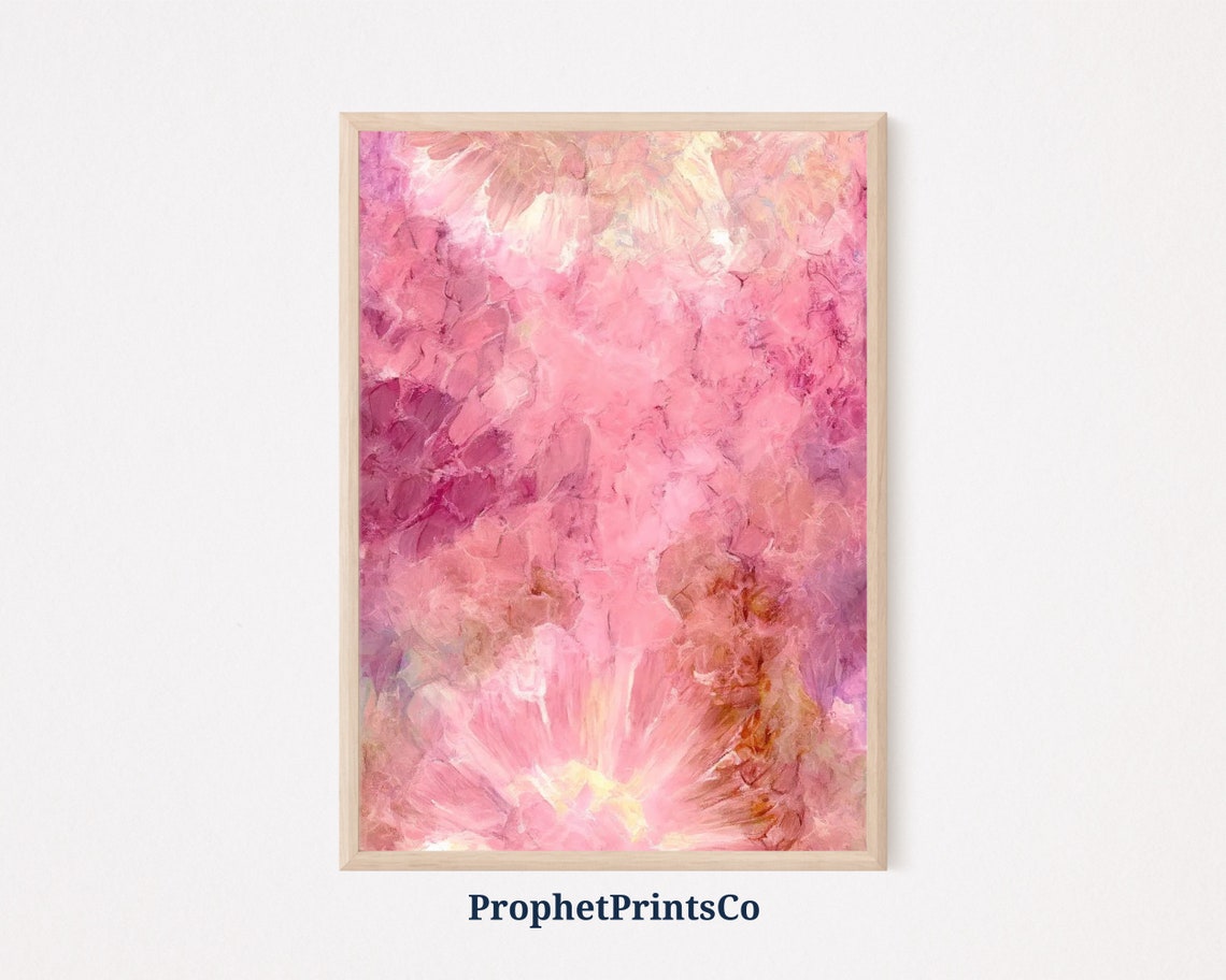 Pink Impasto Abstract Textured Palette Knife Swirls Modern Art Poster