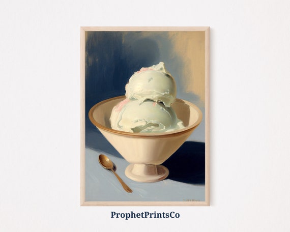Vintage Ice Cream Poster Print Retro Kitchen Wall Art Aesthetic Artwork Gift Unique Home Dcor Wall Art