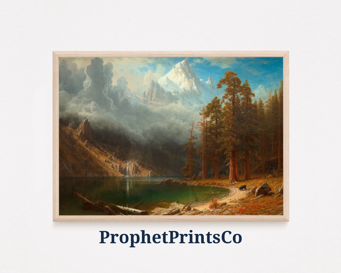Albert Bierstadt Mountain Lake Alpine Pines Vintage Landscape Poster