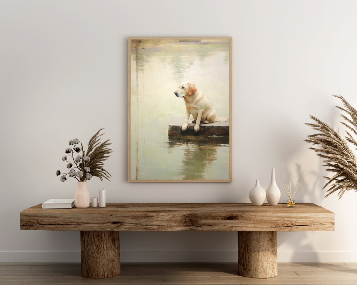 Yellow Lab Labrador Retriever Oil Painting Dog By The Water Poster - Image 3