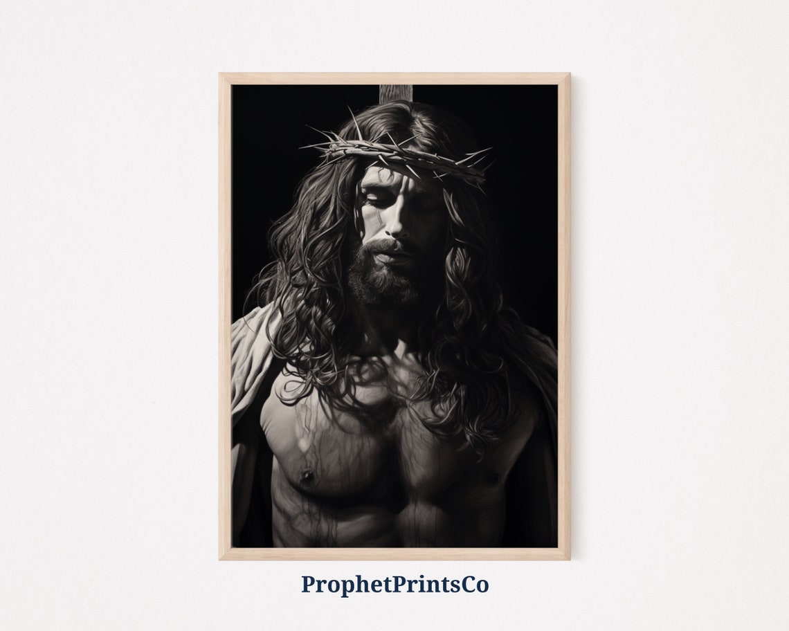 Jesus Wearing Crown of Thorns with Bowed Head Portrait Poster