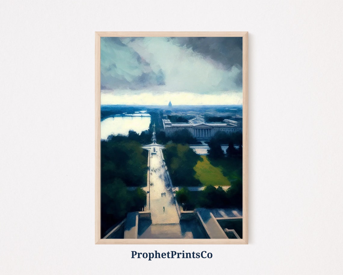 Washington DC Avenue with Classical Architecture and Lake Poster