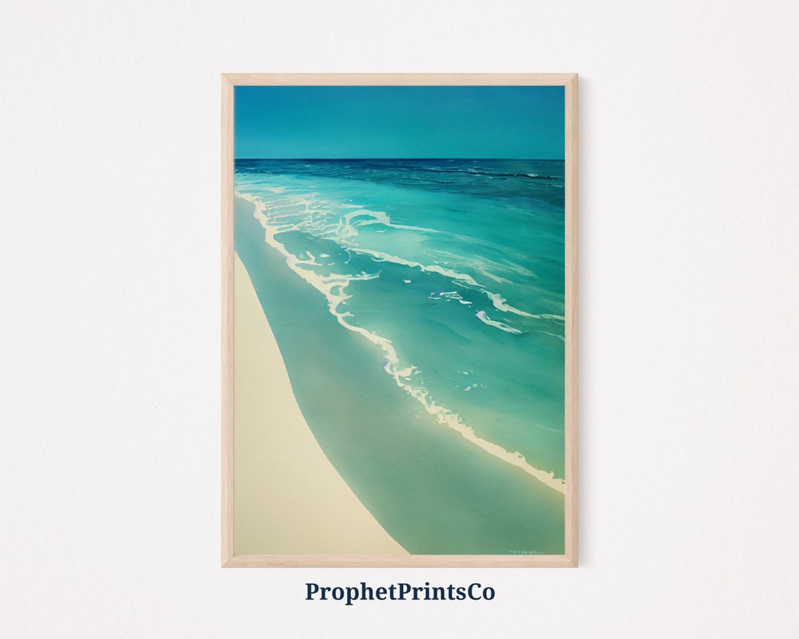 Turquoise Ocean Waves Rolling Over White Sand Calm Beach Poster