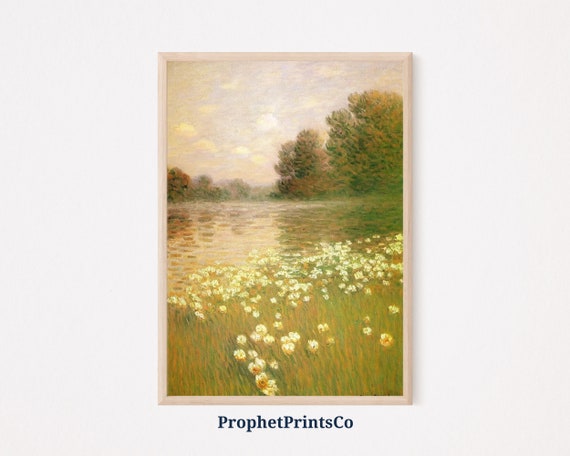Soft Tonal Summer Poster Print Farmhouse Oil Painting Wall Art Art Gift Muted Green Home Dcor Wall Art