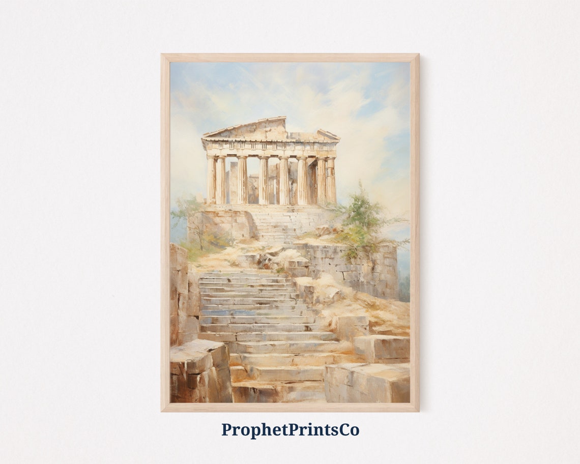 Ancient Parthenon Temple Weathered Stone Steps Greece Painting Poster