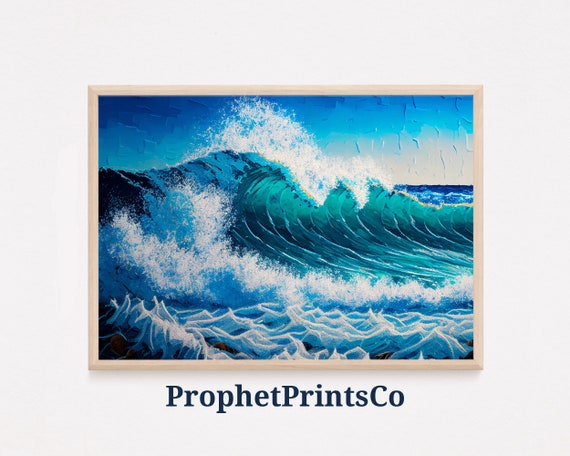 Ocean Waves Painting Print Cute Beach Wall Art Sea Lover Gift Coastal Beach House Home Dcor Wall Art Digitial
