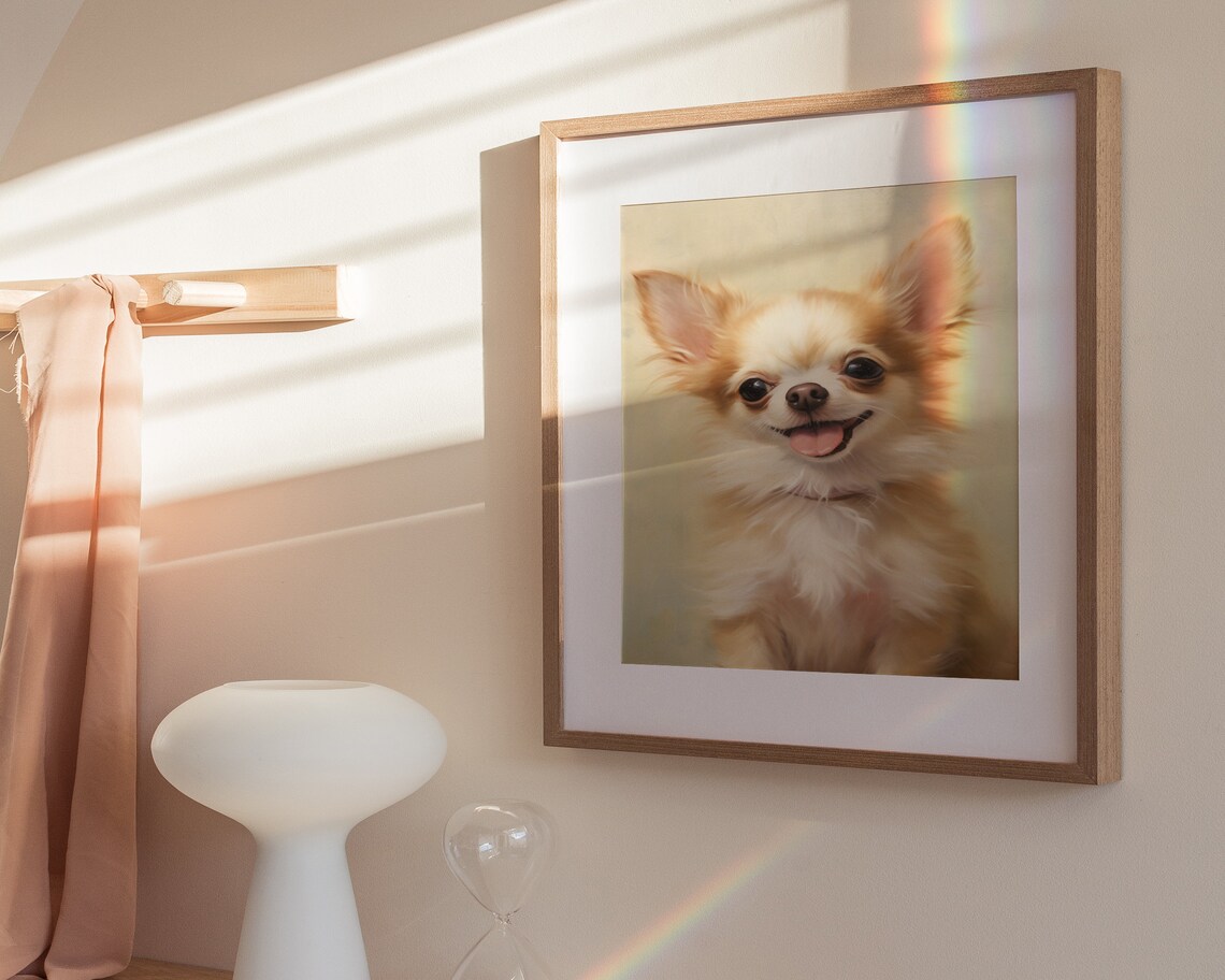 Smiling Chihuahua Tongue Out Happy Cute Dog Portrait Art Poster - Image 3