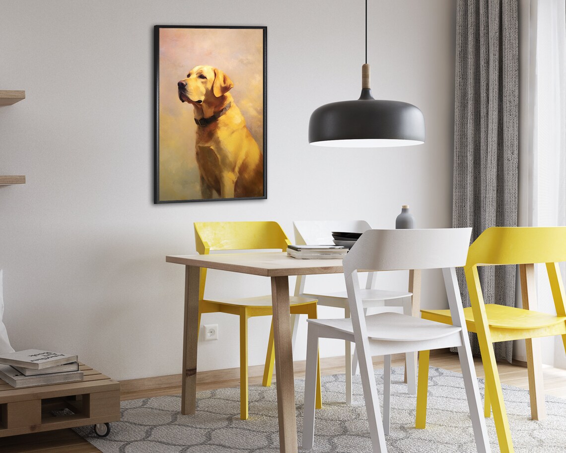 Golden Yellow Lab Portrait Oil Painting Noble Labrador Dog Poster - Image 2