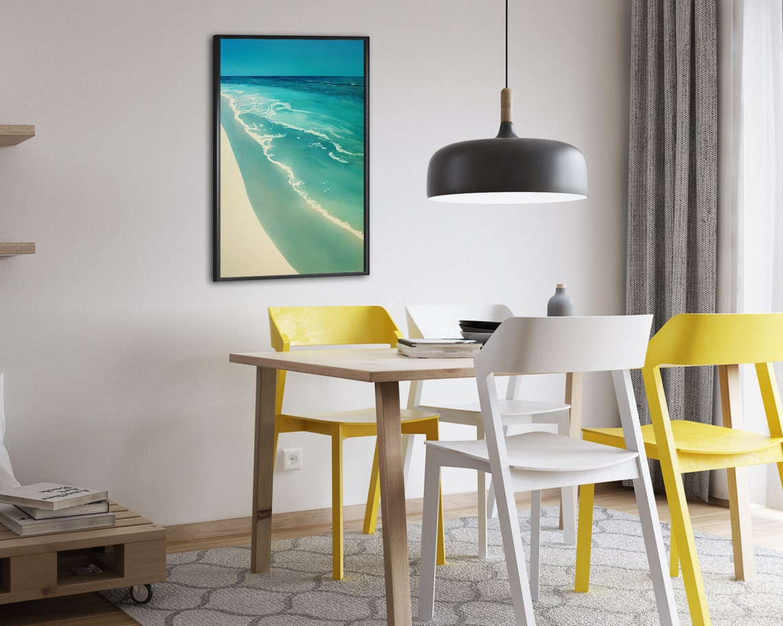Turquoise Ocean Waves Rolling Over White Sand Calm Beach Poster - Image 2