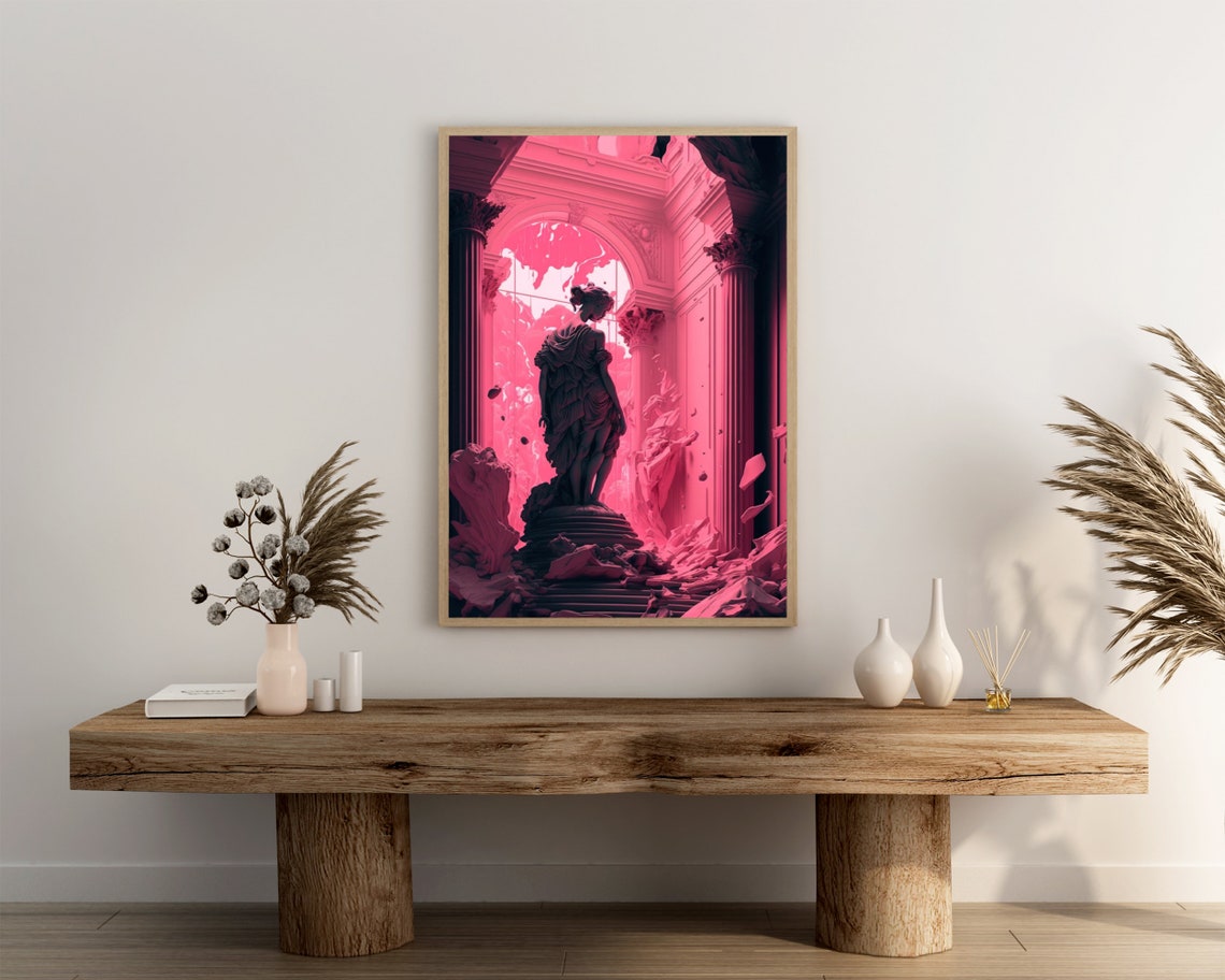 Pink Abstract Poster Print Trendy Aesthetic Wall Art Pink Gift For Her Cute Pastel Home Dcor Wall Art Digitial - Image 3