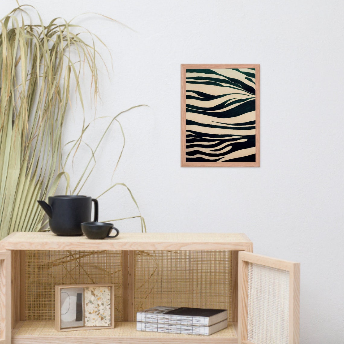Zebra Stripe Pattern Black Cream Safari Animal Graphic Wall Poster - Image 3