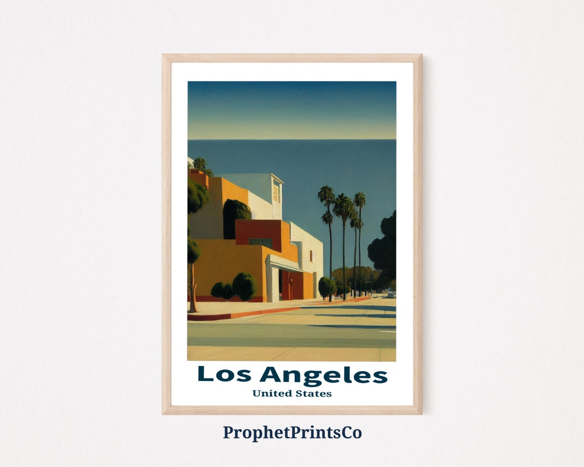 Los Angeles United States Mid Century Building Palms City Art Poster