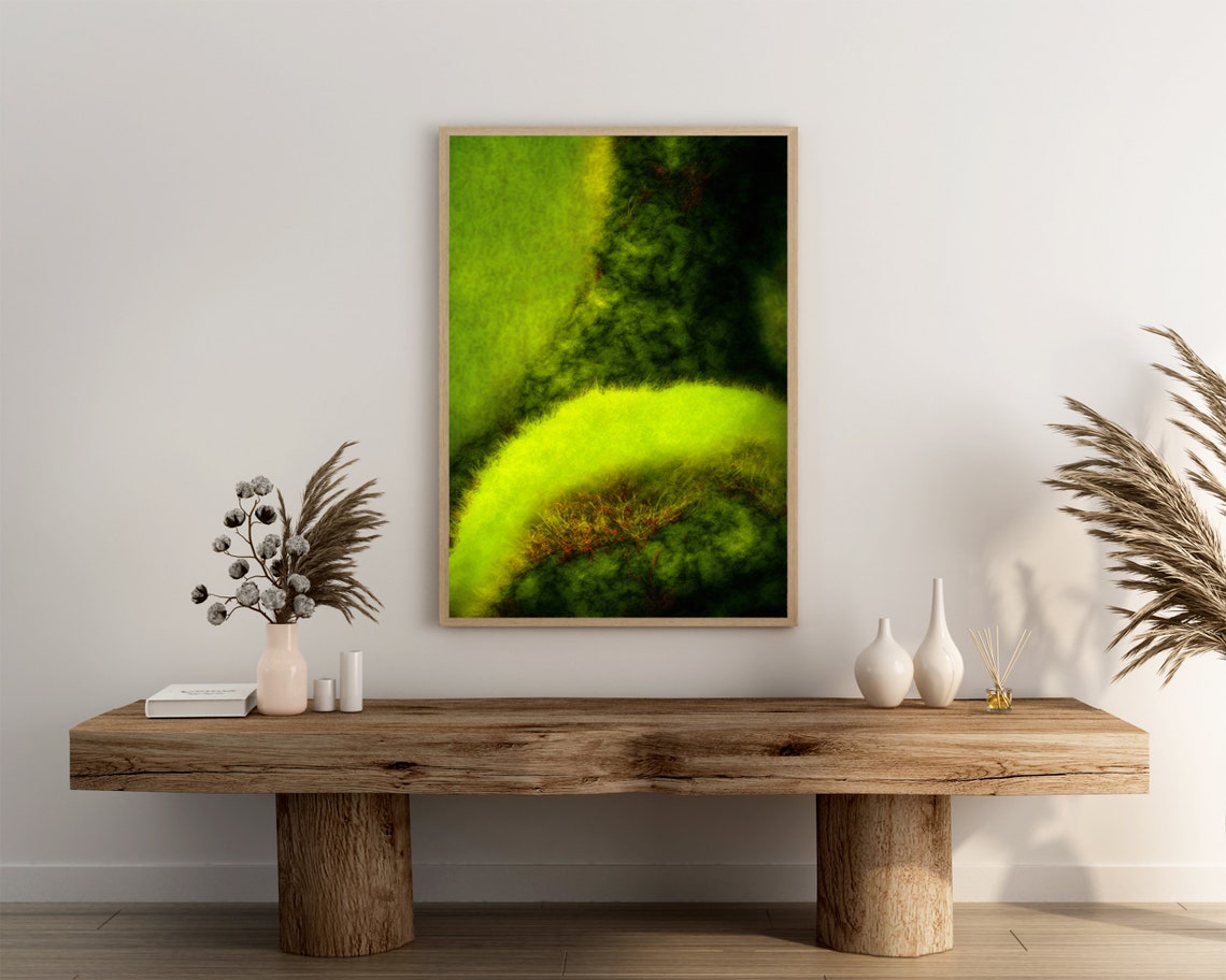 Radiant Lime Green Moss Glowing Organic Abstract Macro Art Poster - Image 3