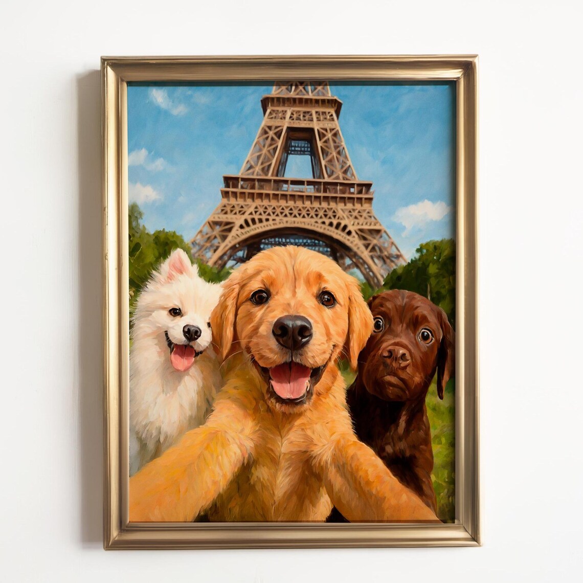 Puppy Selfie at the Eiffel Tower Art Print