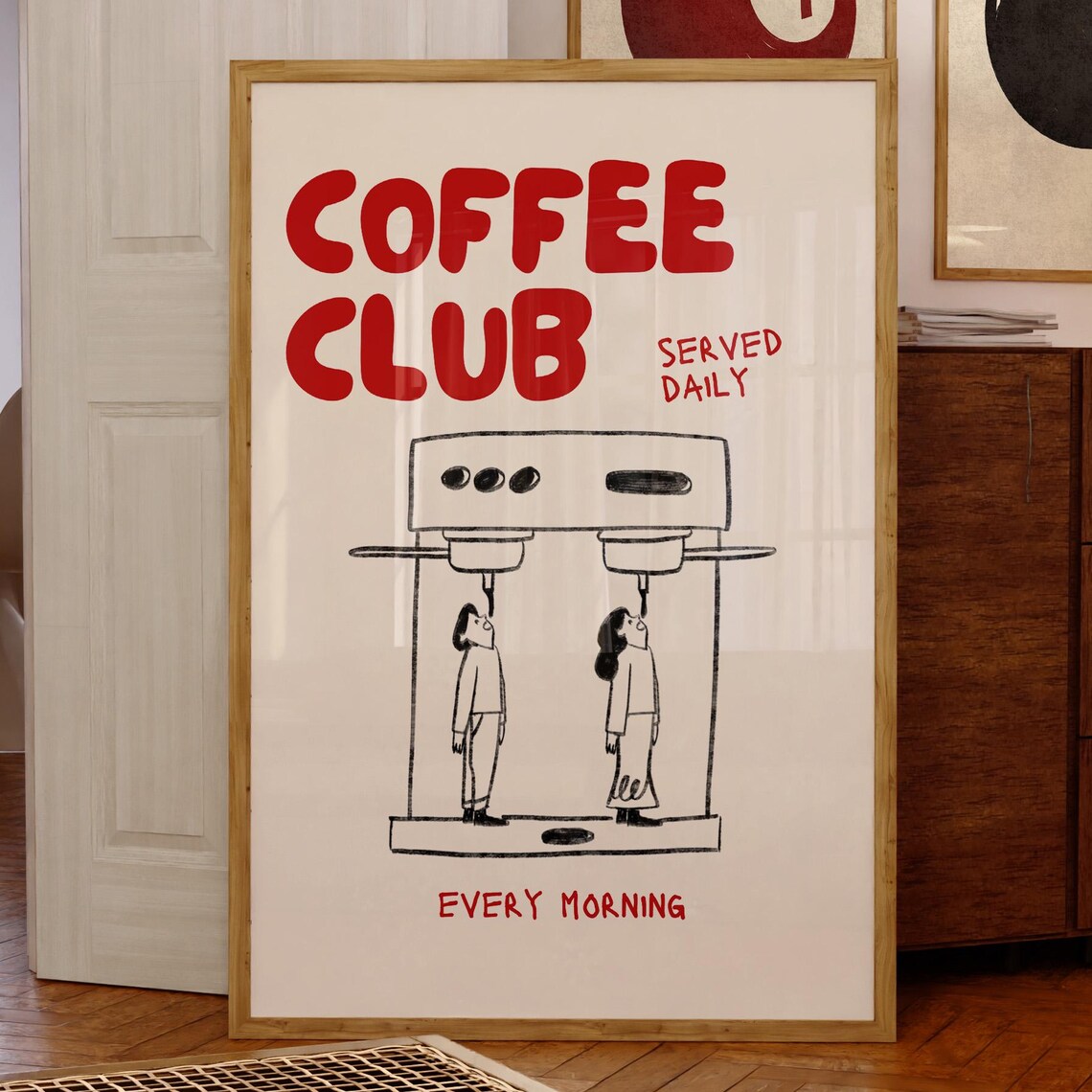 Retro Coffee Print, Funny Kitchen Wall Art