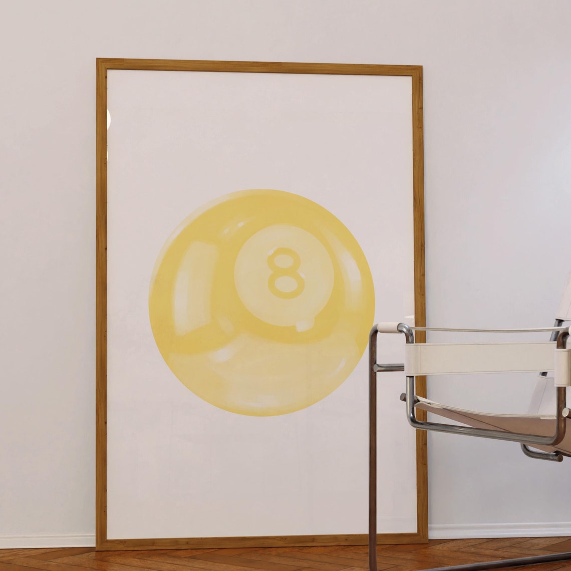 Yellow Eight Ball Minimalist Billiards Lucky Aesthetic Art Poster
