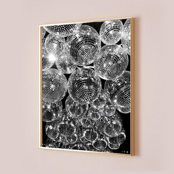 Black And White Disco Ball Mirrorball Cluster Glam Photo Poster