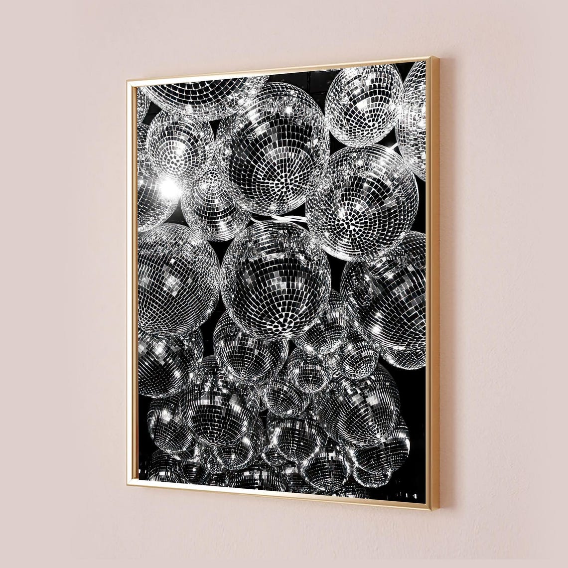 Black And White Disco Ball Mirrorball Cluster Glam Photo Poster