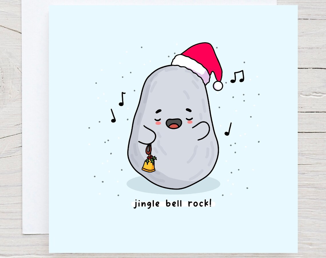 Jingle Bell Rock Singing Stone Christmas Illustrated Card Print